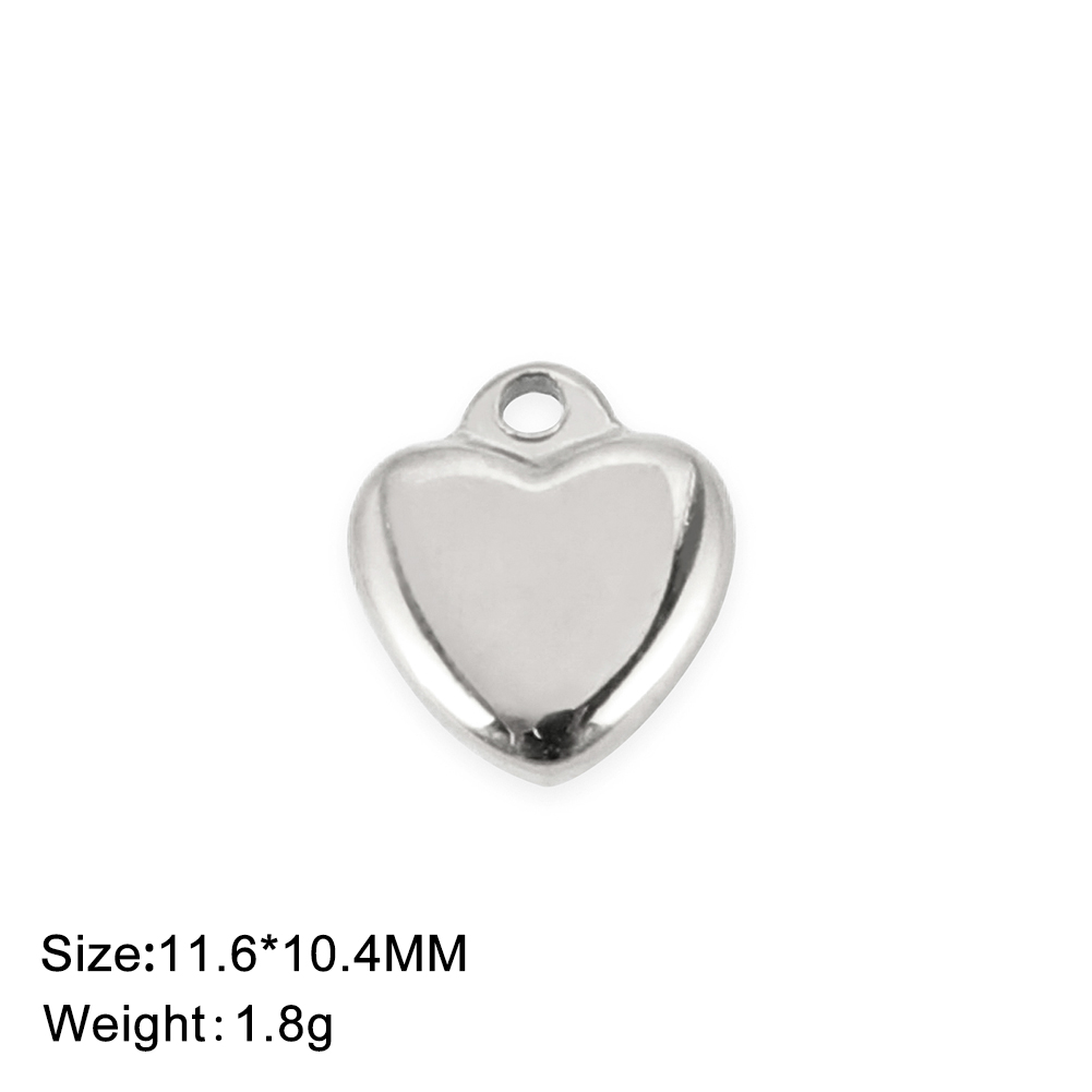 EUEAVAN-5 unids/lote de abalorios de acero inoxidable, collar con colgante de amor y corazón, suministros de fabricación de joyería DIY para mujer, hechos a mano al por mayor: Plata / Marrón