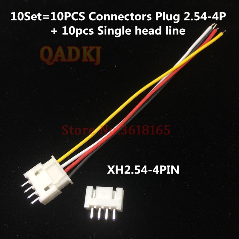 10Set 4Pin JST XH Connectors Plug 2.54mm 1007-26AWG With 100mm/150mm/200mm/300mm Length Electric Wires Cable