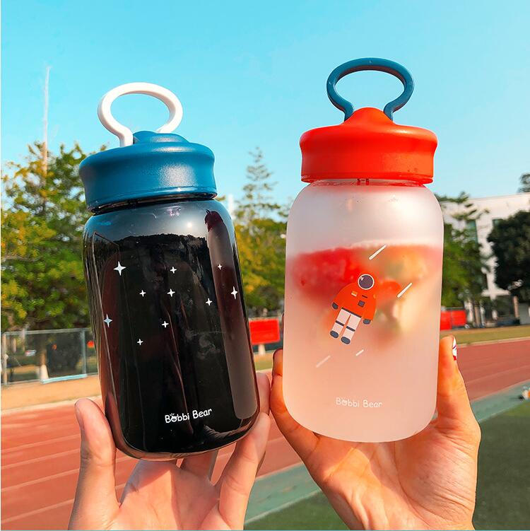 ZOUNICH Wasser Flasche Sport Protein Shaker Glas Flasche eins Nette Universum Ich bin Freien Reise Tragbare Dicht Trinken Flasche 450ml