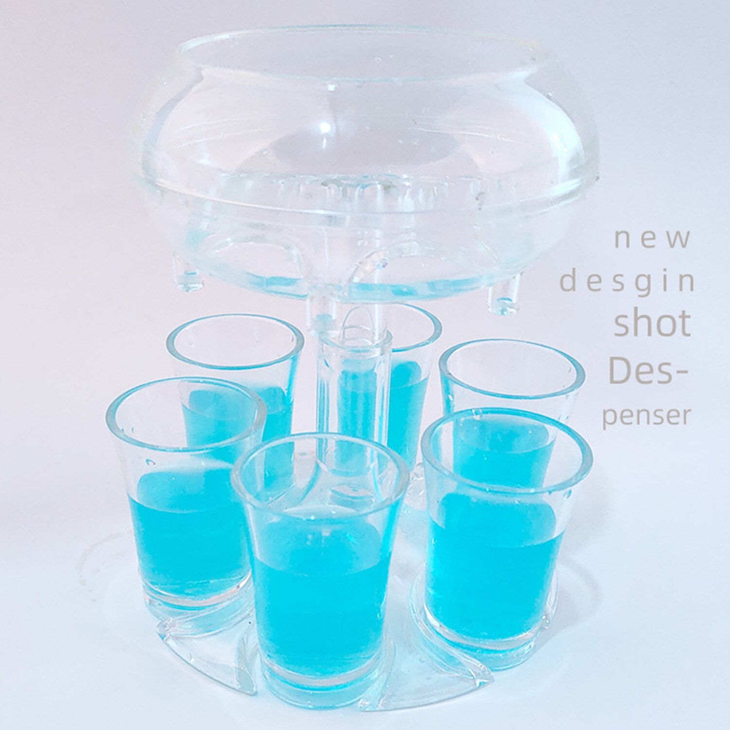 Transparent 6-cup automatic wine dispenser, liquor beer party pourer artifact, can meet the party bar party or drinking game: Clear Set