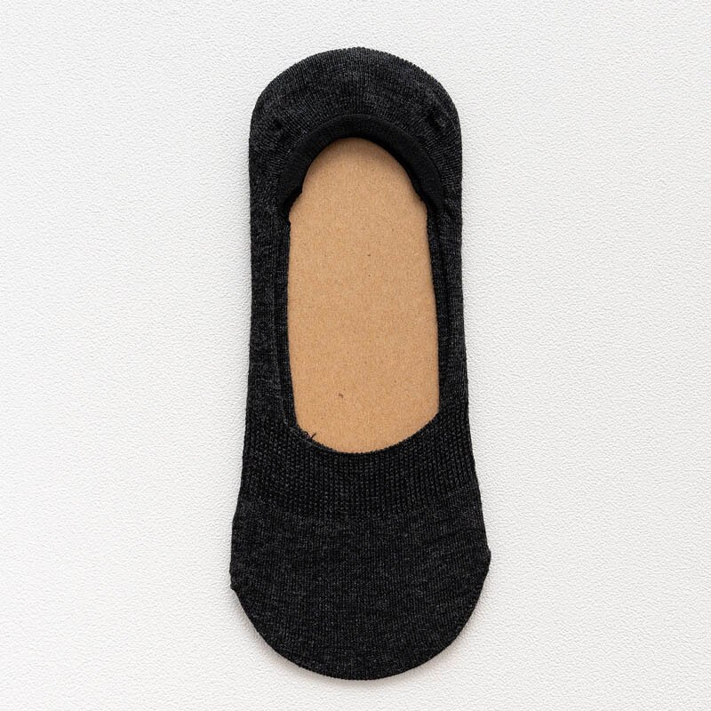 Meias curtas para mulheres, 5 pares/lote algodão meia-chinelo invisível antiderrapante engraçadas meias brancas: black