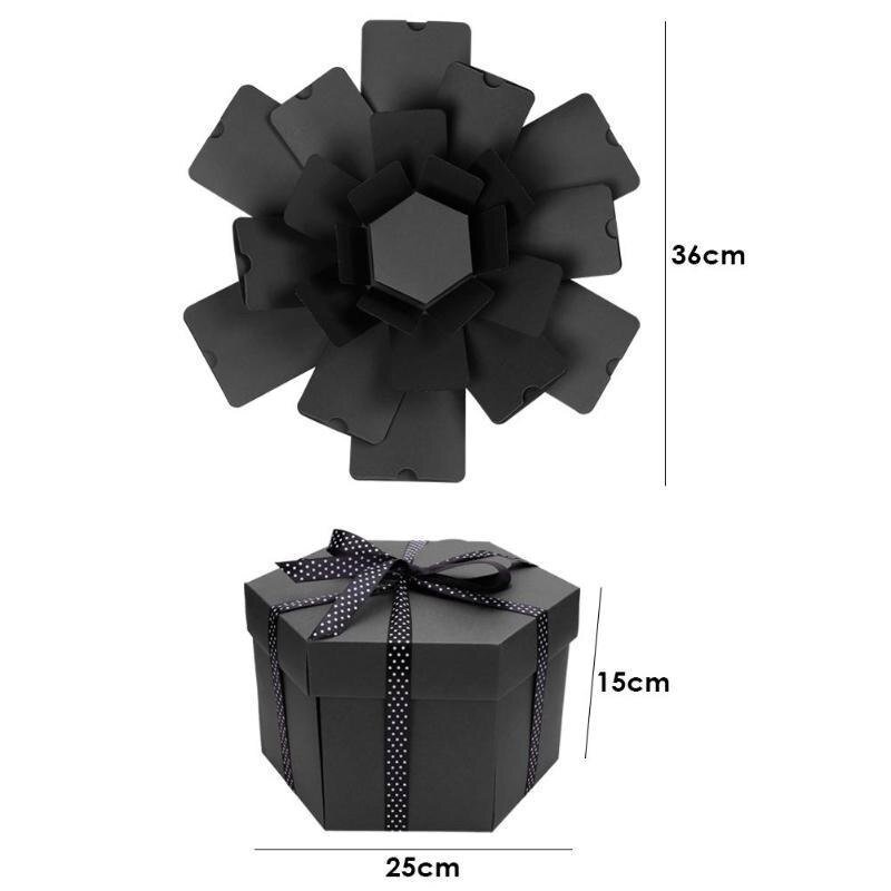 Caja Hexagonal sorpresa DIY para álbumes de fotos, álbum de recortes, aniversario, de Navidad, personalización de fotos: Black