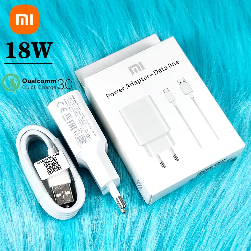 Xiaomi-Chargeur rapide 18W, qc3.0, câble d'alimentation USB 100, 3.1 cm, type C, pour Redmi note 7 8 9 9 s MI 9 SE 8 6 mix 2 2S 3