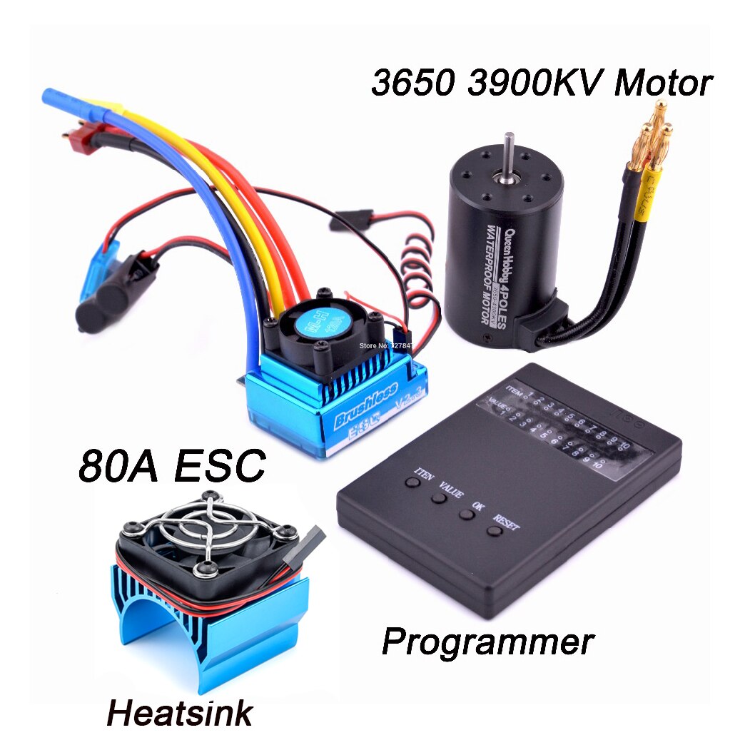 3650 2300KV / 3100KV / 3900KV / 4300KV / 5200KV Brushless Motor &amp; 45A 60A 80A 120A ESC Combo for 1:10 RC Car Boat Part: 3900KV 80A Combo