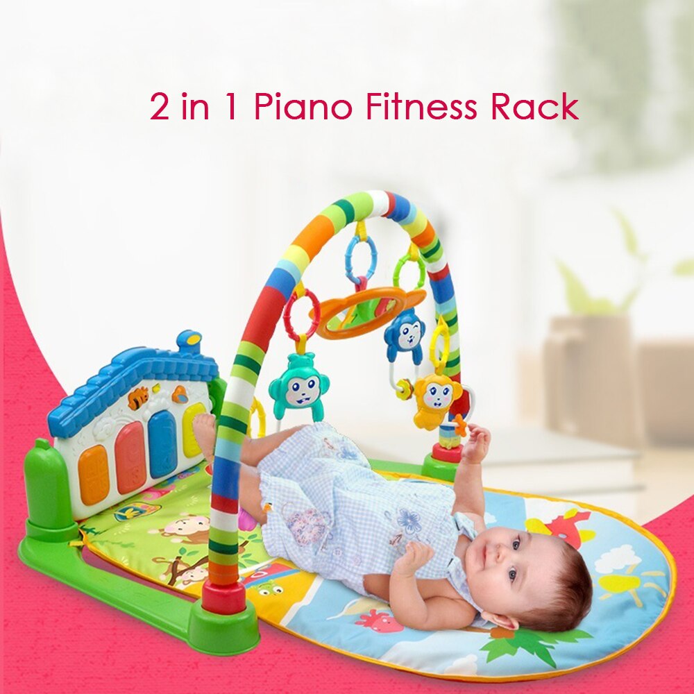 Baby Kick and Play Piano Gym Mat Rack foldable Play Crawling Mat Early Educational Toy for 0~36M