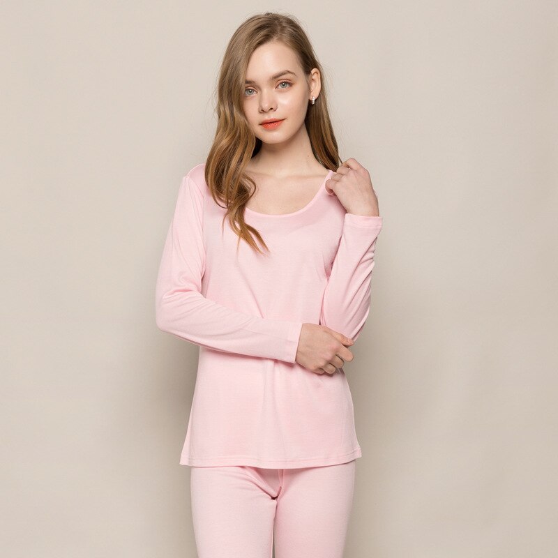 SuyaDream Frauen Lange Unterhosen 30% Natürliche seide 70% Wolle langarm Schlaf Tragen HERBST Winter NEUE Rosa Wein Unterwäsche