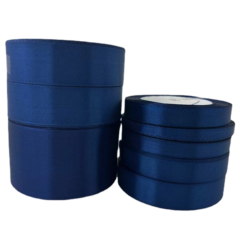 22 metros/rollo de cinta de raso de poliéster azul marino, decoración para de boda y graduación, cintas para envolver pasteles, accesorios para el cabello DIY, lazo