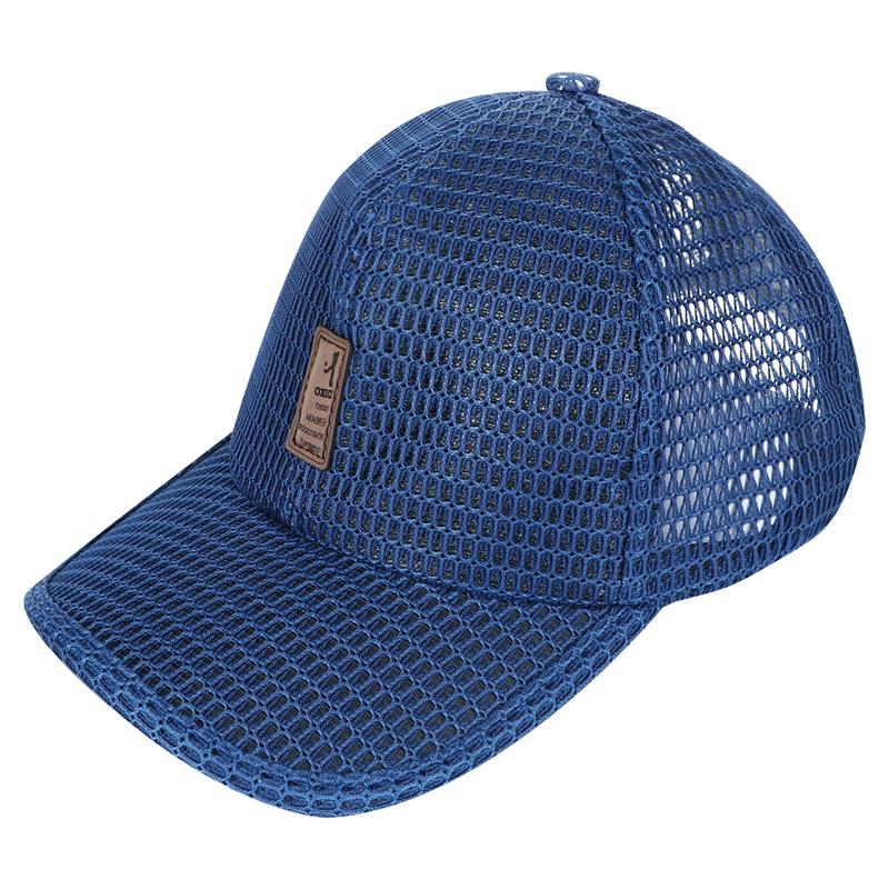 Hurtigtørrende mesh toppet hætte ensfarvet baseballkasket justerbar åndbar golfkøling solblok hat til udendørs sport efterår: Mørkeblå