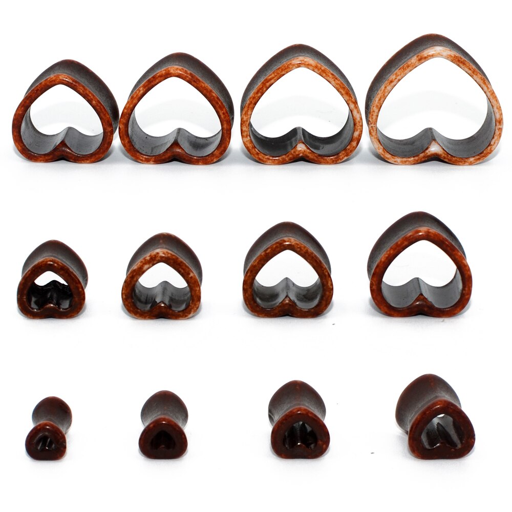 Paar Acryl Ear Plug Liefde Hart Tunnels Piercing Wit & Zwart & Bruin Flesh Tunnel Plug Body Piercing Brancard Expander oor Gauge
