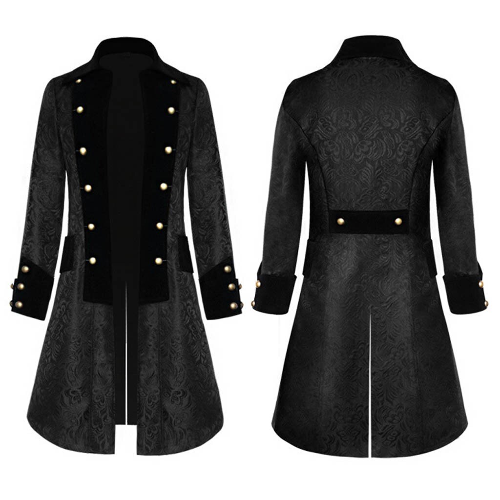 Chaqueta Vintage Steampunk con botones para hombre, abrigo de uniforme gótico, abrigo trasero, blusa informal para hombre