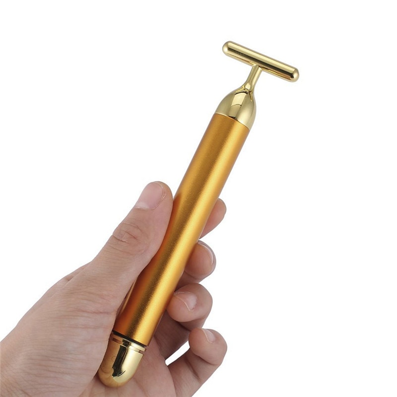 Barra de belleza de oro de 24K, rodillo masajeador Facial en forma de T, barra de belleza energética, reafirmante de pulso, herramienta de masaje Facial