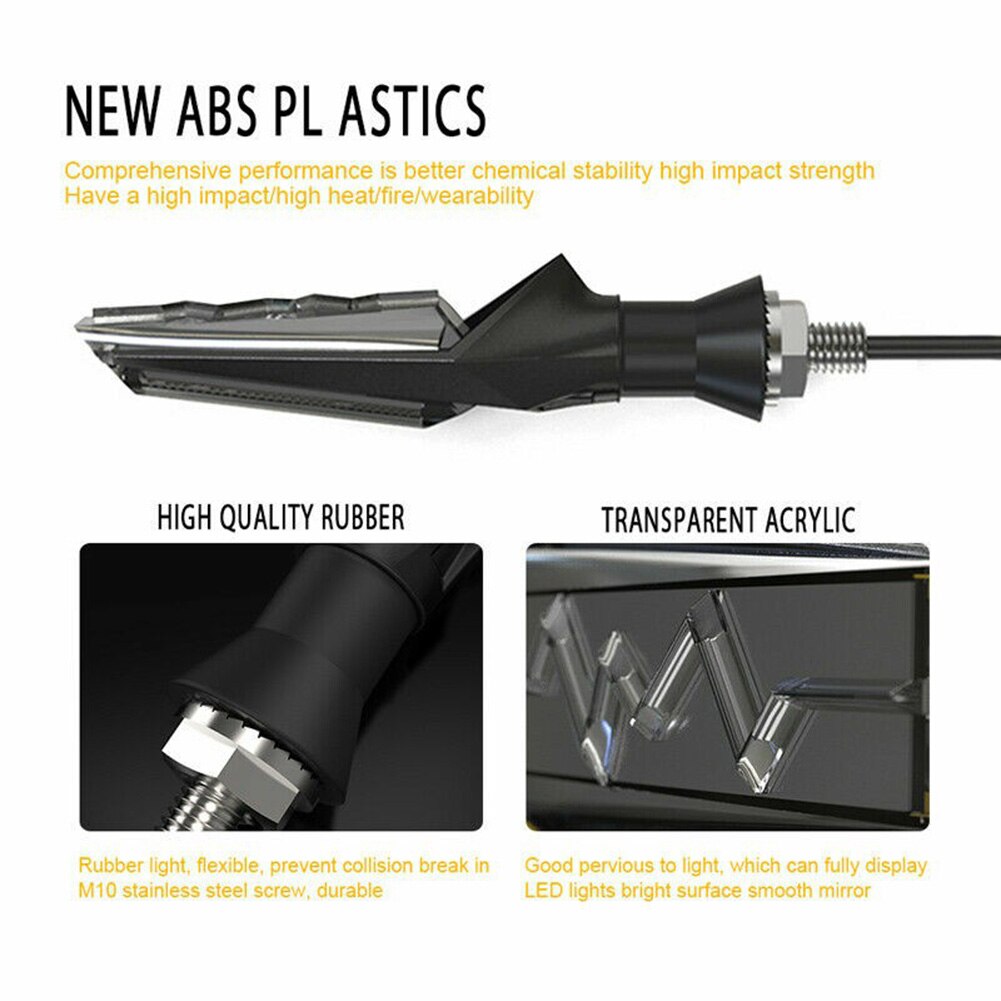 2 Stuks Motorcycle Led Richtingaanwijzers Motorfiets Vloeiende Signaal Light Knipperlichten Indicator Drl Sequentiële Vloeiende Lampje