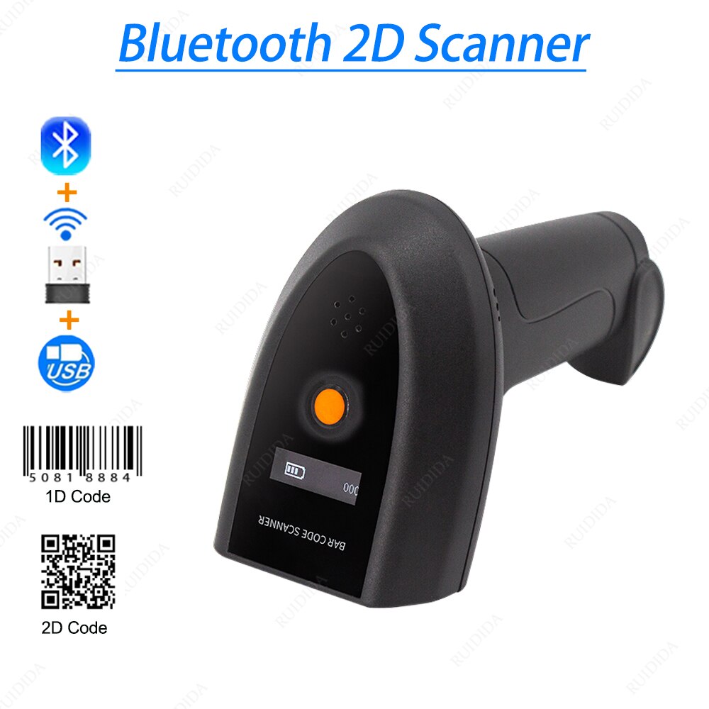 Scanner Wireless 2D Bluetooth Scanner di codici a barre Scanner di codici qr lettore 2d Wireless portatile PDF417 per negozio di supermercati: RV8B 2D Bluetooth