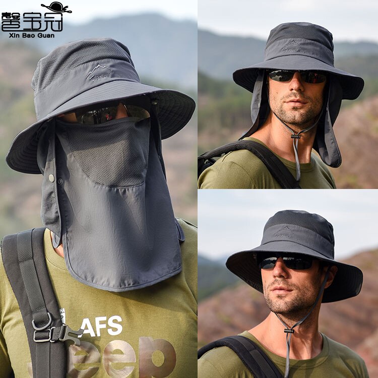 Männer Hütte Anti-Uv Eimer Hütte Fischer Hütte Sonnenschutz 360 Hüte Männer Sommer Hütte Hütte Gesicht Maske Schal kombiniert Sonnenblende
