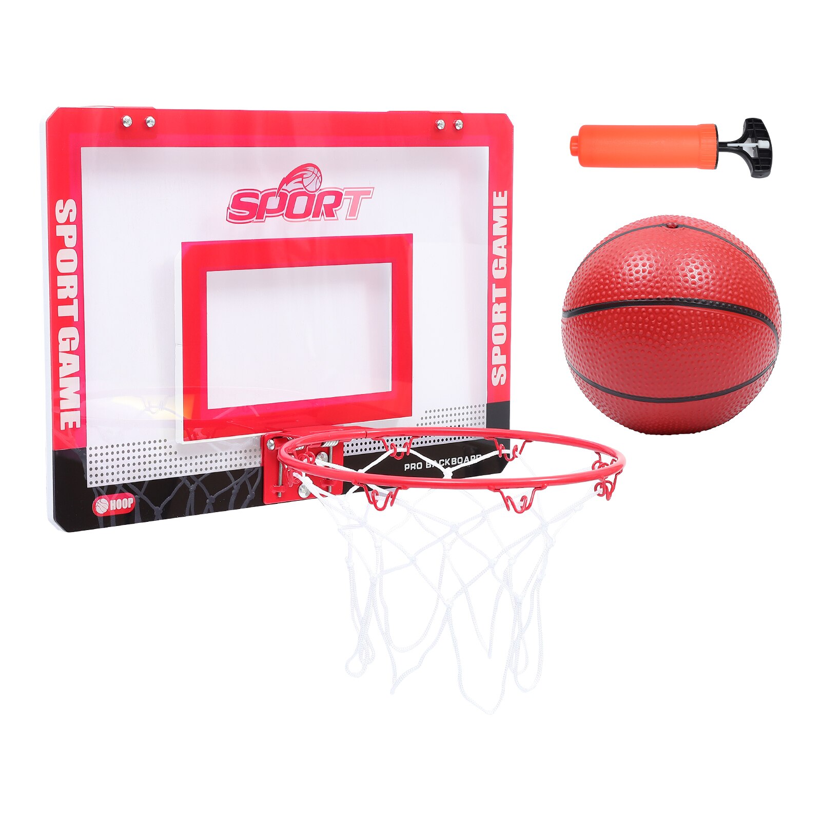 1 Set of Mini Basketball Hoop Door Hanging Basketball Board for Home Office: Red