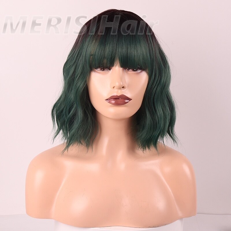 Linghang kortbølgebånd pannelugg parykk 15 farger høytemperatur syntetisk parykk egnet til hvite/svarte kvinner: Qiaokeli -2610