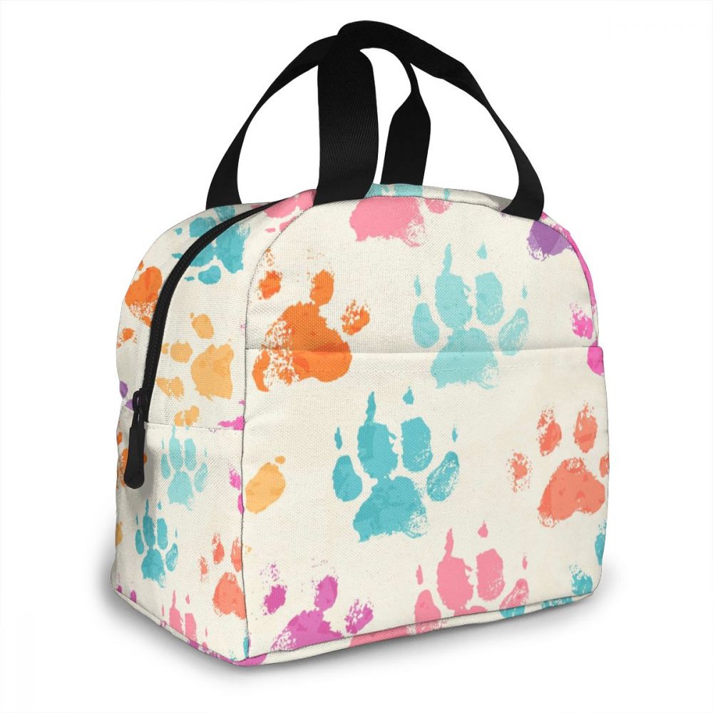 Bunte Hunde Pfoten Kühler Mittagessen Kasten Tragbare Isolierte Mittagessen Tasche Thermische Lebensmittel Picknick Mittagessen Taschen
