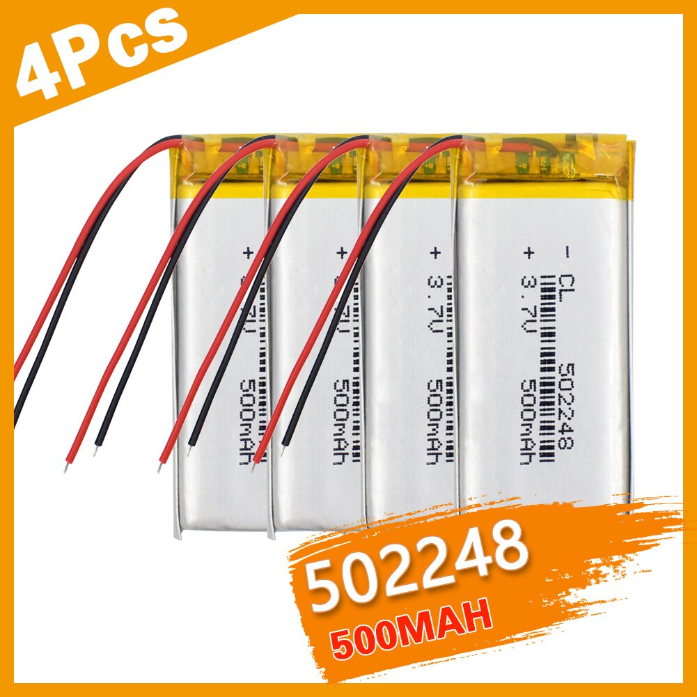 1/2/4Pcs 3.7 V Lithium Polymeer Batterij 500Mah Capaciteit 502248 Voice Recorder Interphone dvd Li-Po Oplaadbare Batterij