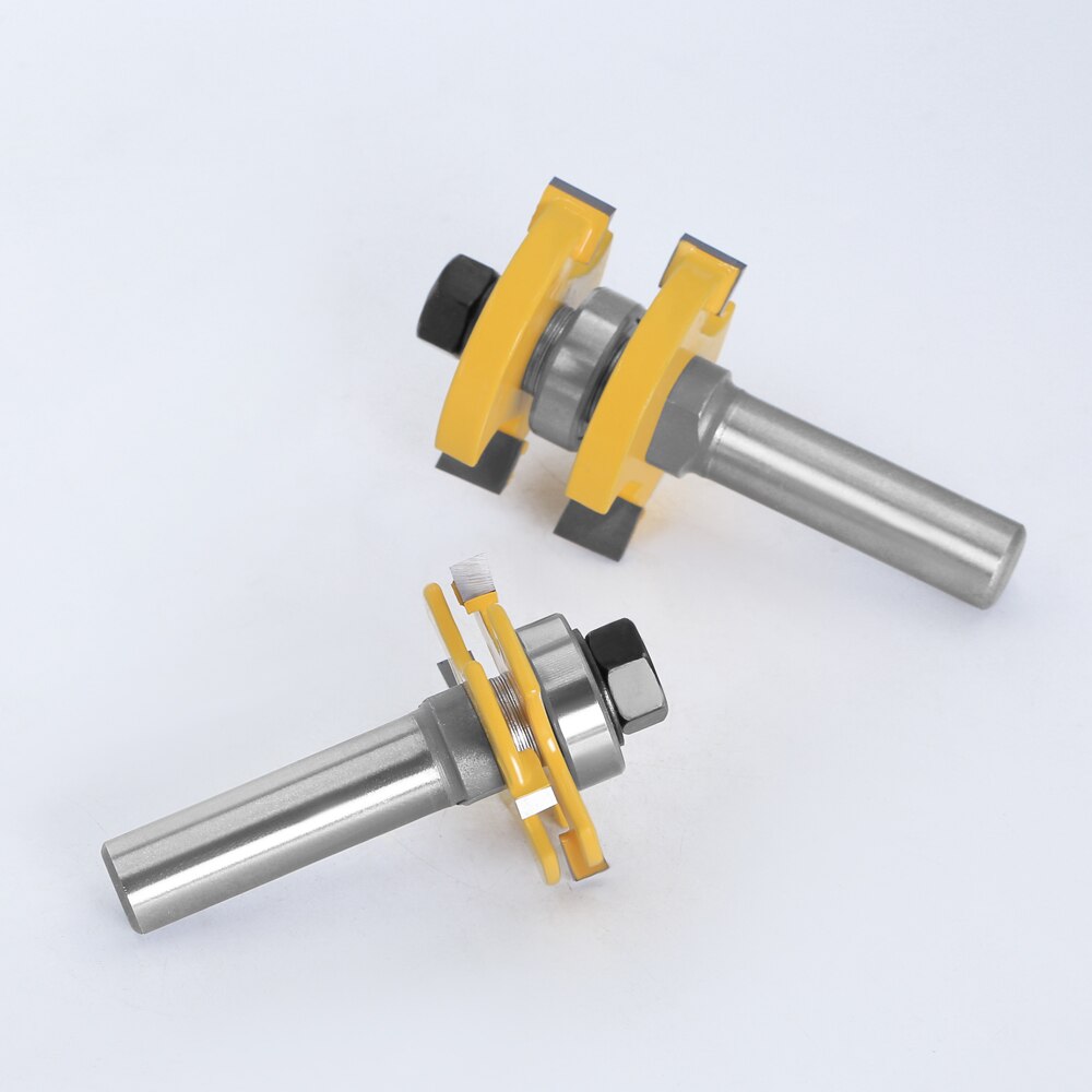 2 stk sett 12mm 1/2 &quot; skaft tappkutter gulv trebit t type justerbart spor &amp; freser med fres til trebearbeiding