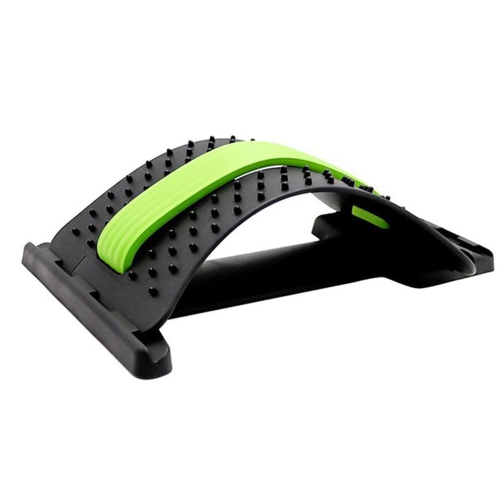 Back Massage Stretcher Magic Fitness Back Posture Corrector Lumbar Traction Spine Posture Back Pain Cushion: GREEN BLACK