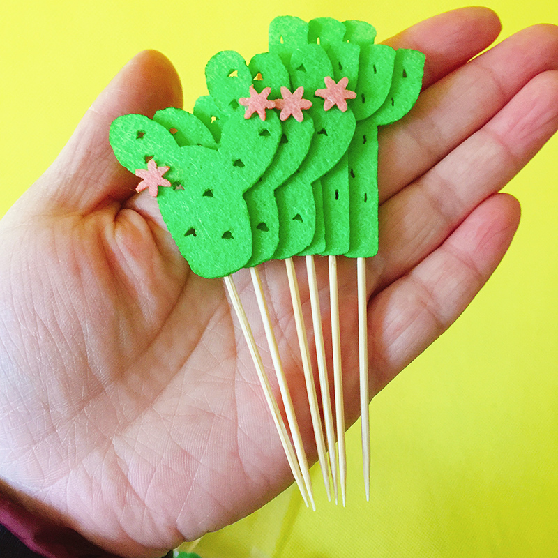 Venta de liquidación ~ 42 Uds cactus/suministros de de fieltro bonito/adornos para cupcakes/selecciones para chico decoraciones para de cumpleaños/niños niñas: 42 light green