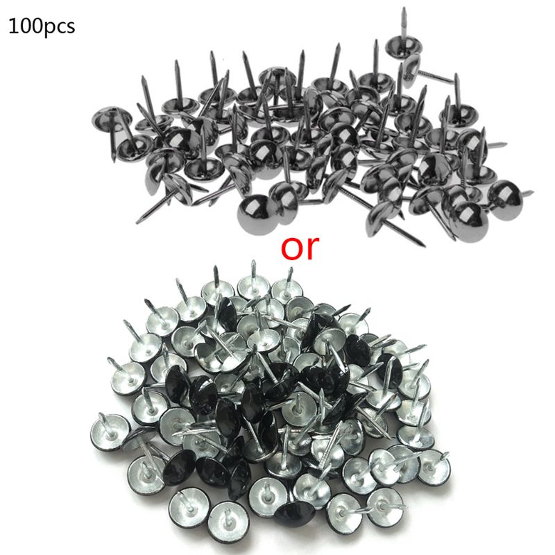 100 stuks antieke messing meubelspijkers, meubelspijkers, punaises, decoratie-accessoires: Zwart