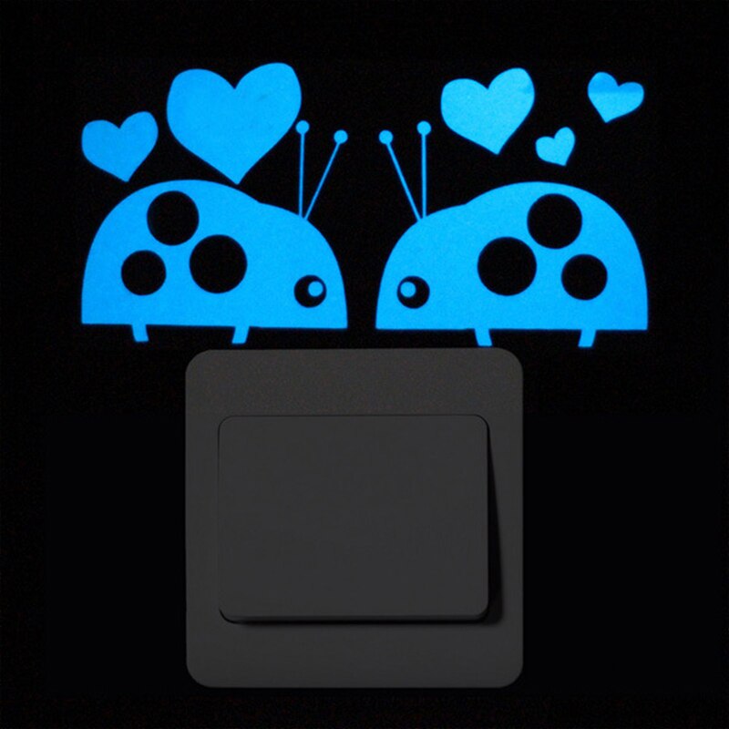 Luminous Cartoon Switch Sticker Glow in the Dark Cat Sticker Fluorescent Moon Stars Sticker Kid Room Decoration Home Decor