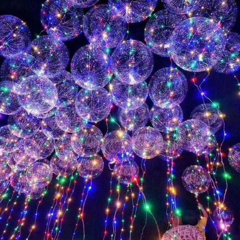 Transparent Bobo Ballons Handle LED Balloon With Sticks Party Decorations Birthday Light Luminous Balloon Kid LED Wedding I8W1