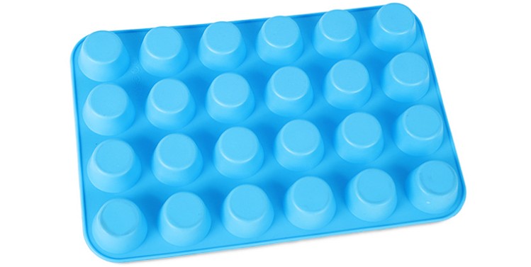 24 Rooster Cup Silicone Muffin Pan & Cupcake Bakken Pan Non-stick Siliconen Cake Ronde Mini Muffin Pan Vorm cake Decorating Mold: Blauw