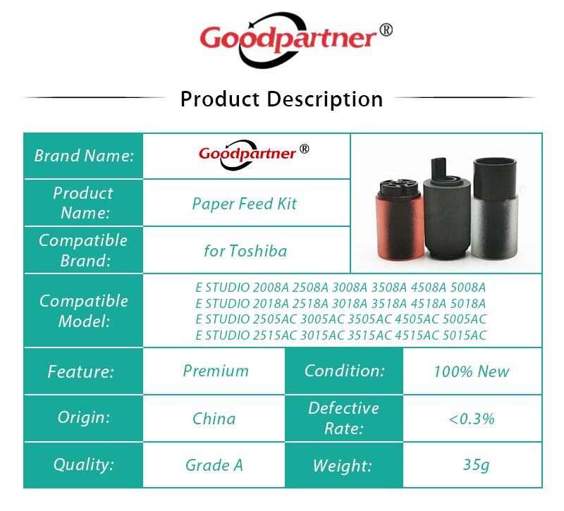 5x 6 lk 50755000 fc30- u papierinvoerkit voor toshiba 2508 3008 3508 4508 5008 2518 3018 3518 4518 5018 my1040 my1048