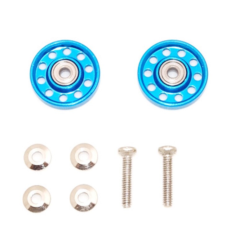 1 set of aluminium alloy 10 holes 13mm rollers for tamiya mini 4wd racing car 1/32 scale: sky blue