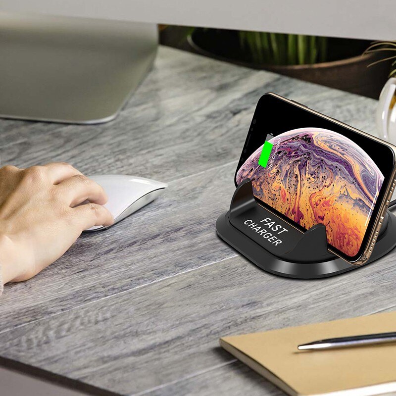 10W C9 Car Qi Wireless Charger Pad Fast Charging Dock Station Non-slip Mat Car Dashboard Holder Stand for iPhone X R