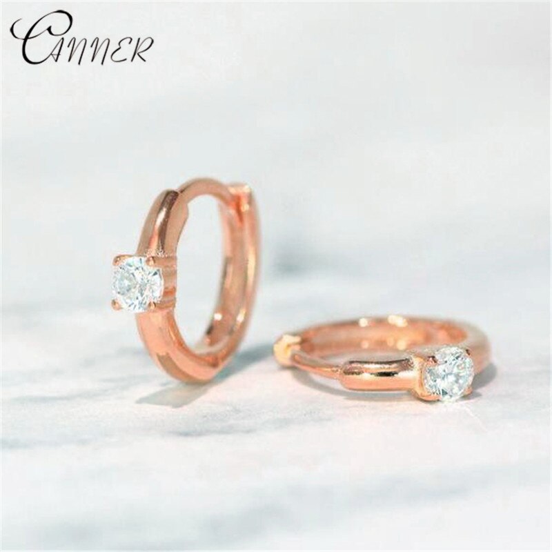 EINDOSER 925 Sterling Silber Ohrringe CZ Zirkon Runde Zucht Ohrringe für Frauen Schmuck Kleine Gold Higgie Brinco Ohrringe: R