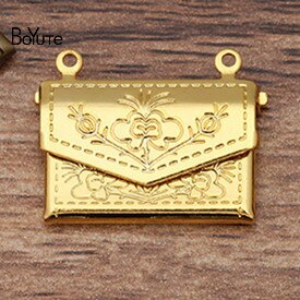 BoYuTe (10 Pieces/Lot) 15*20MM Metal Brass Envelope Photo Locket Diy Floating Locket Charms for Jewelry Making: 1-Gold Plated