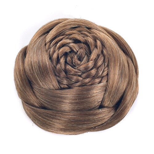 Gres włókno termoodporne kształt kwiatu czarne brązowe kobiety syntetyczne włosy bułeczki spinacz-w pleciony dama Chignons dla narzeczonych/impreza: 2005