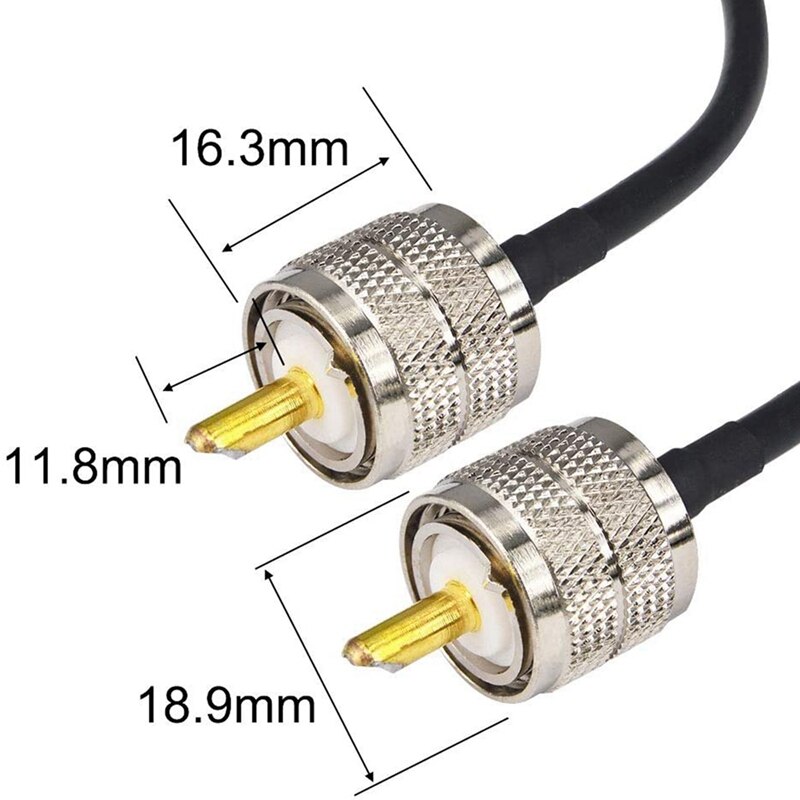 MOOL Pack Of 2 CB Radio Antenna Cable 50Cm PL259 UHF Male To Male RG58 Coaxial Patch Lead For Amateur Ham Radio CB Marine