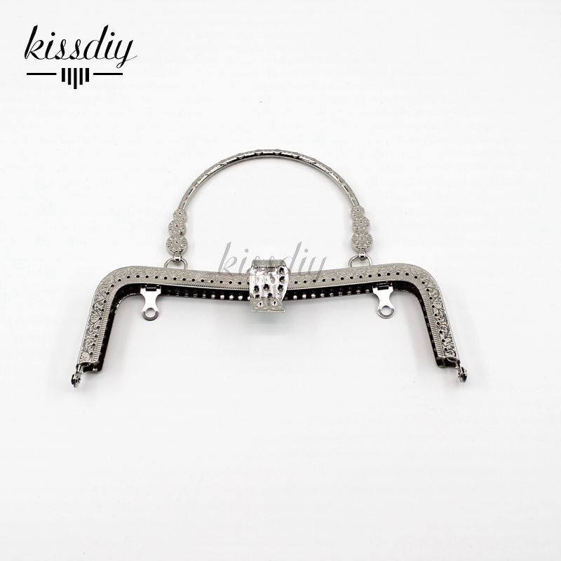 KISSDIY-Marco de Metal Vintage para bolso, accesorio para bolso con asa de cierre, Bronce Antiguo, plata, dorado, beso, 20,5 cm, 3 unids/lote: Silver