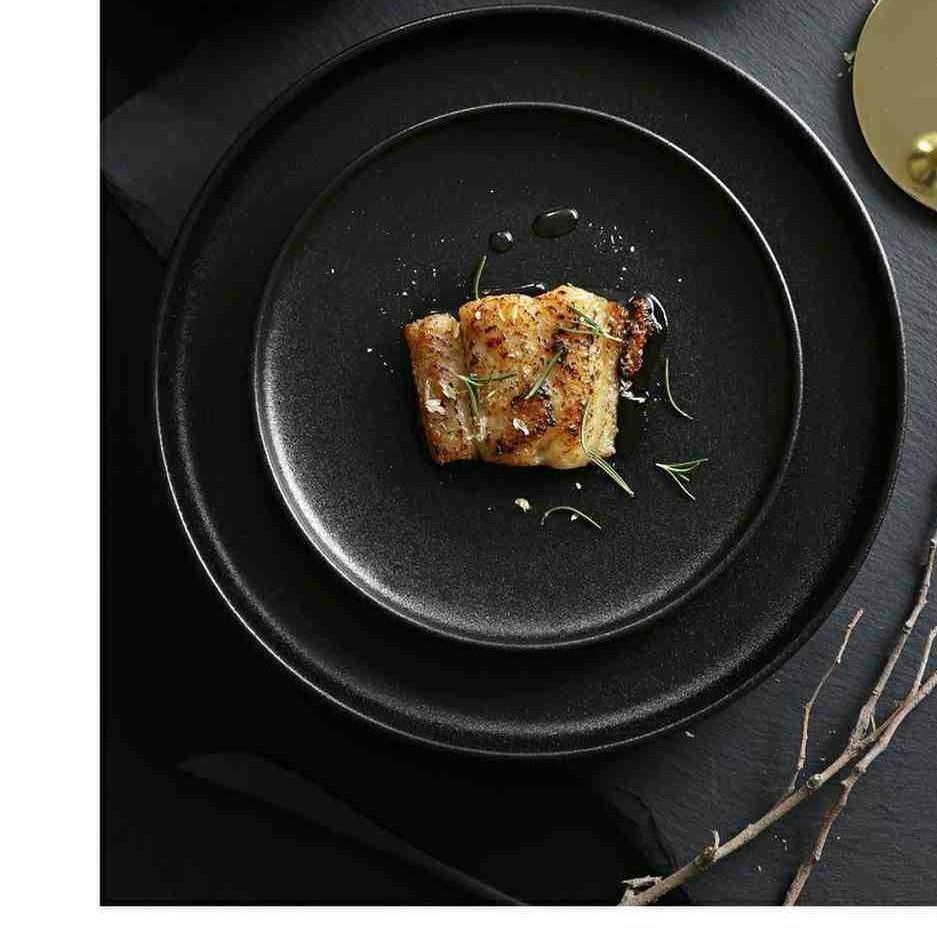 Phnom Penh Ceramic Plate Western Steak Plate Dishes and Plates Sets Black Matte Scratch-resistant Pendulum Fruit Plate Dish
