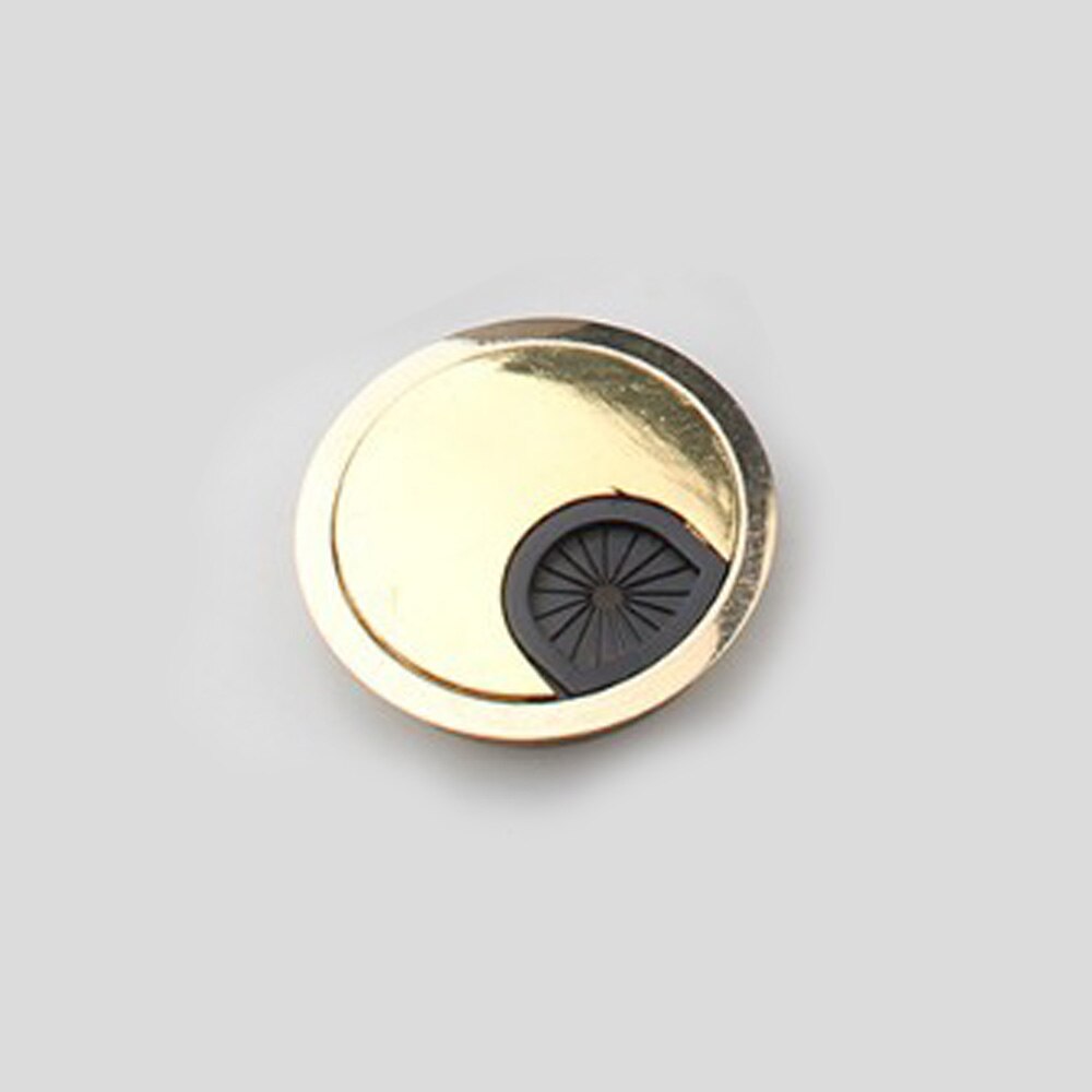2PCS 60mm Golden Zinc Alloy Computer Desk Table Grommet Cable Tidy Port Surface Wire Hole Cover