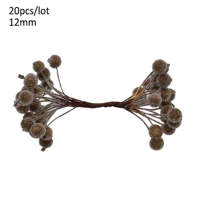 Or fleur artificielle fruits étamines fleur cerise étamine baies Bundle bricolage gâteau noël mariage boîte couronnes décor: db002