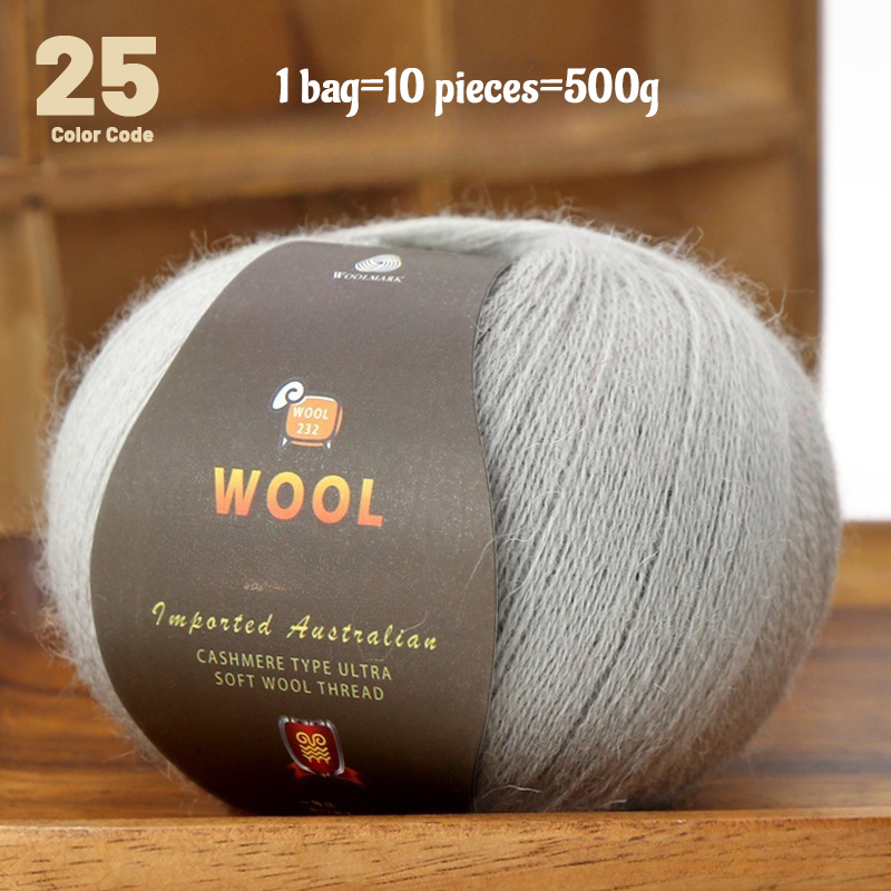 En stor pakke med  of 500g stk. kashmirgarn af fint uld, der bruges til håndlavet gør-det-selv-strikkegarn, til fremstilling af varme herre- og dametrøjer, tørklæder, huer, knæbeskyttere, handsker, bukser, tæpper, hobbyartikler og andre garnnøgler. , 1 poser = 10 stk. = 500g: Sort