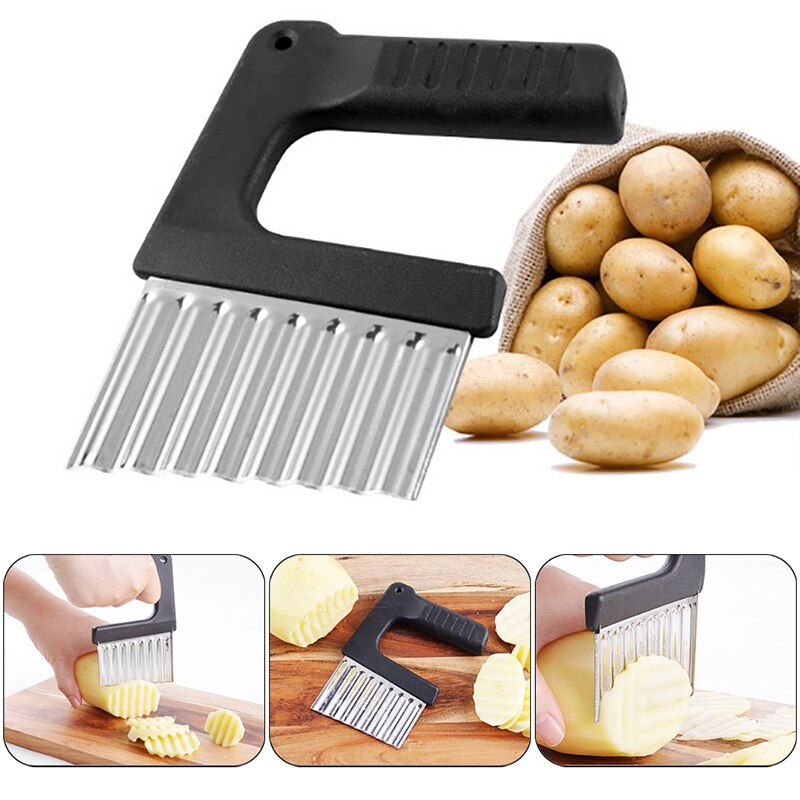 Coupe-frites ondulé en acier inoxydable, ustensile de cuisine, Gadgets