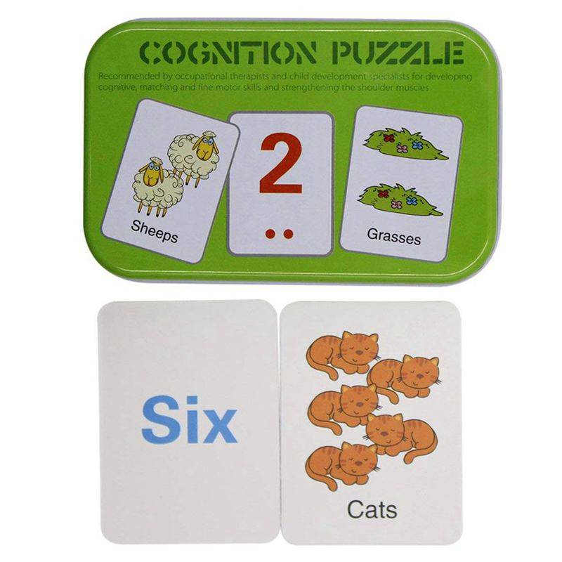 Anti-Tear Flash Cards Learning Alphabet Puzzle Cards Matching Puzzle Cognitive Early Educational Learning Toys Mental Storage B