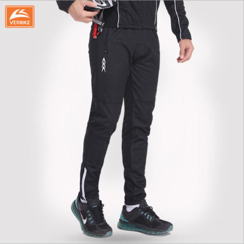 Outdoor Winter Sports Bike Bicycle Cycling Mens Windproof Thermal Fleece Padded Bottom Pants Trousers