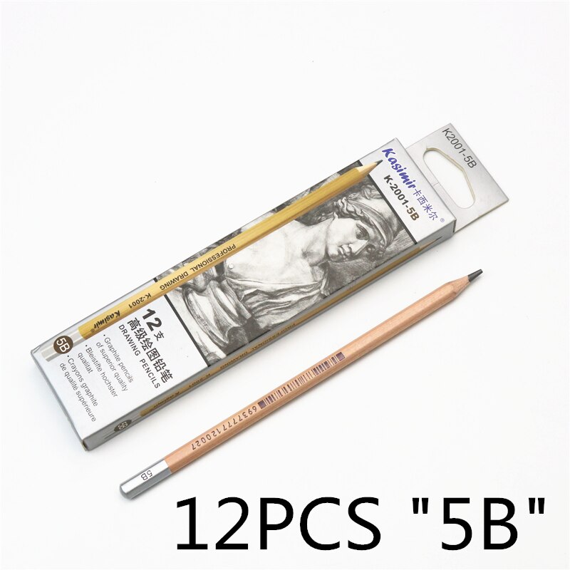 12 piezas HB B 2B 3B 4B 5B 6B 7B 8B conjunto de bocetos a lápiz conjunto de dibujo útiles escolares para estudiantes suministros de dibujo a lápiz de dibujo: 12PCS 5B