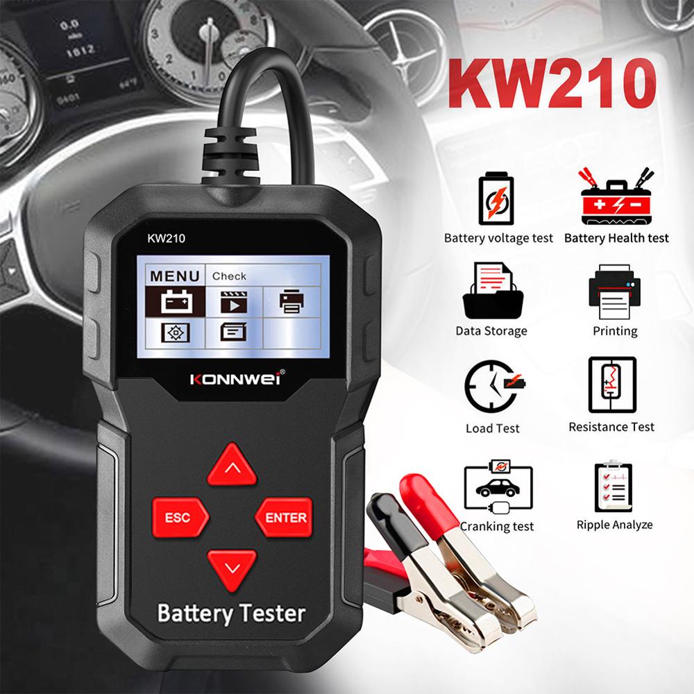 Testeur de charge de batterie de voiture KONNWEI KW210 12V 100-2000 CCA automobile alternateur numérique analyseur forme d'onde Test de tension