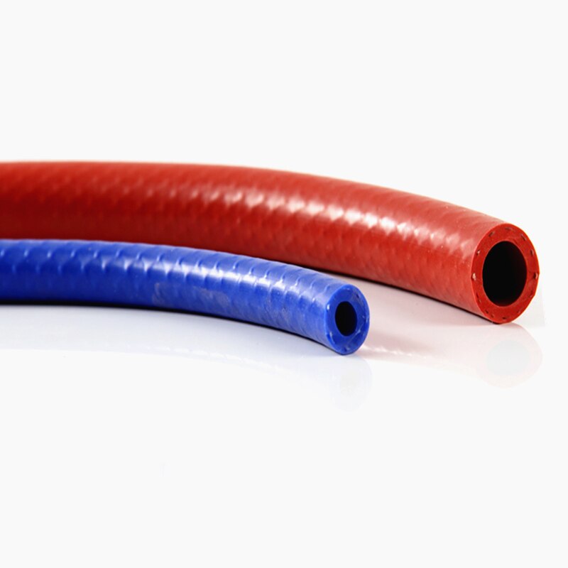 1Meter Red &amp; Blue Silicone Tube Flexible Rubber Braided Hose Heat And Pressure Resistant