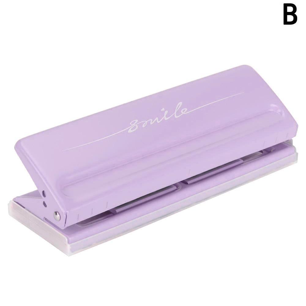 6 Hole puncher Loose-Leaf Standard Puncher Paper Adjustable Stapler Office Binding Supplies Student Stationery Equipment: purple puncher