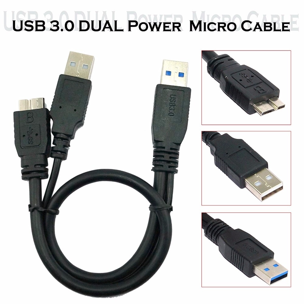 50 cm USB 3.0 Dual Power Y Vorm 2 X Type a naar Micro B hoge snelheid tot 5 Gbps data transfer kabel voor Externe Harde Schijven