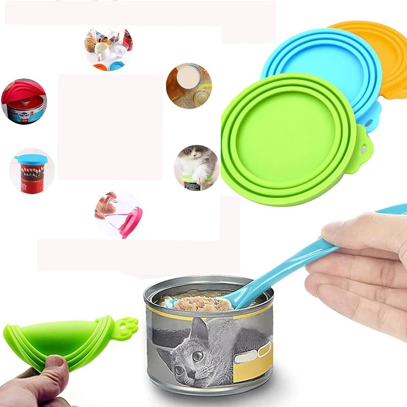Juste en silicone réutilisable pour canette de nourriture pour animaux de compagnie, 18 capuchons, couvercle d'étanchéité, fournitures pour chiens et chats, convient pour 8.5cm, 7.5cm, 6.5cm, 3 en 1